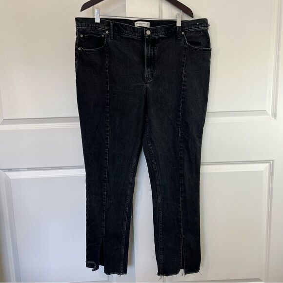 Abercrombie and Fitch The Skinny High Rise 35/20R Black Split Raw Hem **Plus - Picture 4 of 15